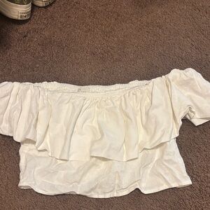 a new day Off-Shoulder Cream Ruffle Blouse